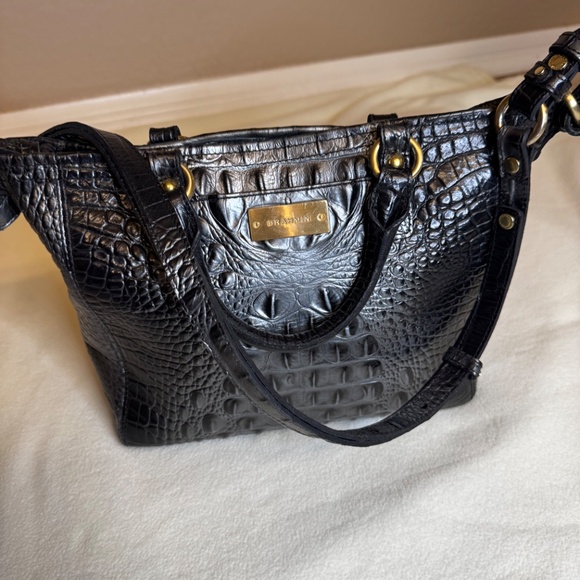 Brahmin Mini Arno (e)  Melbourne Satchel Black/Silver Ombre - Picture 3 of 8